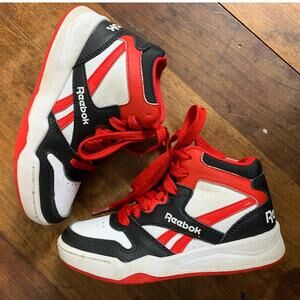 Reebok BB4500 High Top Basketball Athletic Sneaker Black Red White Boys Size 11